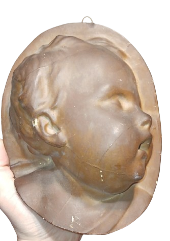 Antique Baby Cherub Angel Baby Life Mask / Life Cast