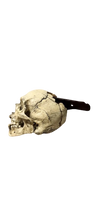 Charger l&#39;image dans la galerie, Spanish Conquistador Human Skull with Broad Ax Trauma Human skull Ax cast replica