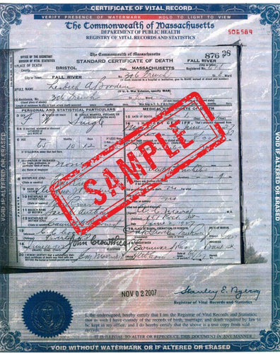 Death Certificate and Photo Lizzie Borden Took an axe