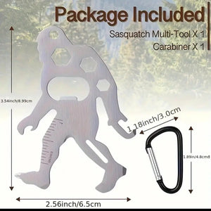 Bigfoot Tool: 1pc Stainless Steel Outdoor Backpack Keychain, Multifunctional Monkey & Sasquatch Shaped Tool Card