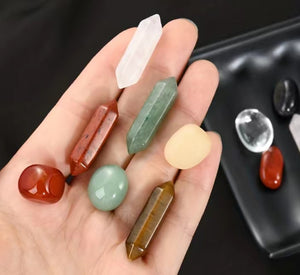 14pcs Pointed Quartz Stone,Chakra Healing Stones Set,Hexagon Rose Quartz Gems For Meditation Bedroom Decor,Unique Gift Box Design