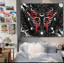 Load image into Gallery viewer, Mothman Tapestry Wall Hanging 1pc, Mothman Tapestry Skull Tapestry Gothic Tapestry Black Red Tapestry Mandala Tapestry For Home Bedroom Living Room Dorm Classroom Office Decor Wall Art Decor Gift