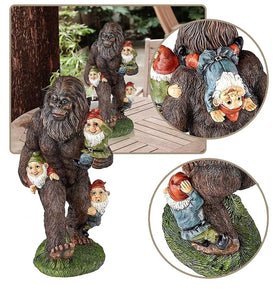 Bigfoot Eating Garden Gnomes Statue