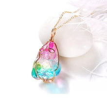 Load image into Gallery viewer, Rainbow Stone Natural Crystal Chakra Rock Chain Quartz Pendant Necklace Jewelry