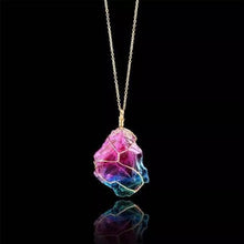 Laden Sie das Bild in den Galerie-Viewer, Rainbow Stone Natural Crystal Chakra Rock Chain Quartz Pendant Necklace Jewelry