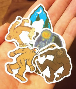 Bigfoot Stickers 3 for $2 Sasquatch Yeti sticker picked randomly