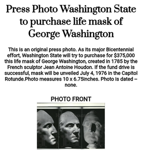George Washington life mask death cast face head cast
