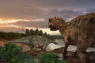 Allosaurus and Stegosaurus Dinosaur Poster