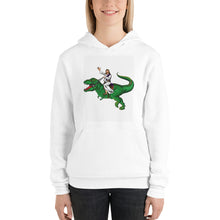 Load image into Gallery viewer, Jesus riding a dinosaur T-Rex Unisex hoodie